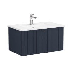 Vitra Root Groove 69371 Lavabo Dolabı, Tek Çekmeceli, 80 Cm, Mat Lacivert, Köşeli Lavabolu